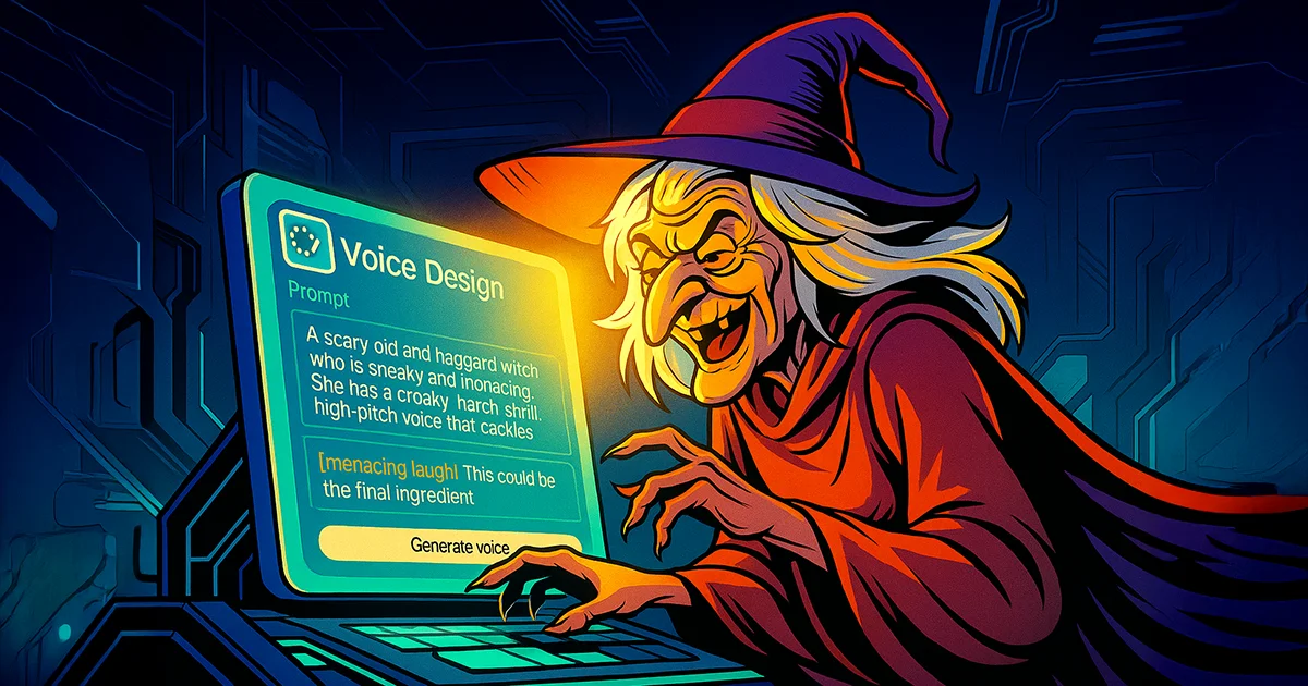 Eine Hexe prompted eine Stimme mit Voice Design